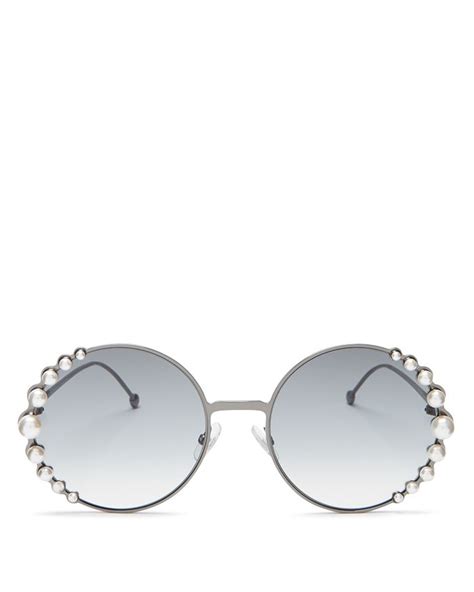 Women's Ribbons and Pearls Oversized Round Sunglasses, 58mm